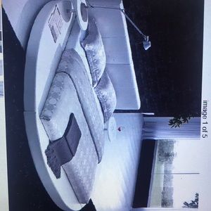 Modern white leather headboard round bed